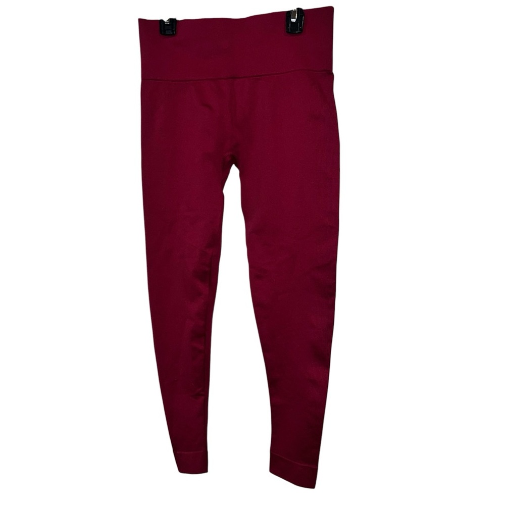 SET ACTIVE Sculptflex Ribbed Leggings Size Large Burgundy High Rise NWOT - Picture 2 of 4